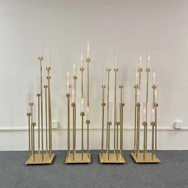 

Металлический акриловый подсвечник, золотые подсвечники с 8 насадками, свадебный стол, украшение для дома