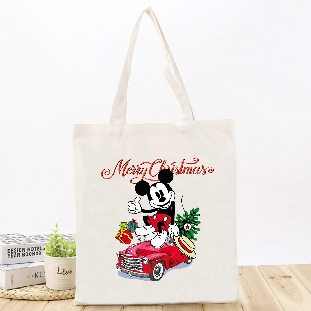 

Disney Mickey Shoulder Bag Canvas Totes for Women Shopper 2022 New Luxury Handbags Shopping Printed Bag Fabric Reusable Handbag