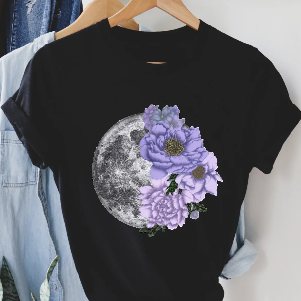 

Женская летняя футболка с круглым вырезом, коротким рукавом и принтом