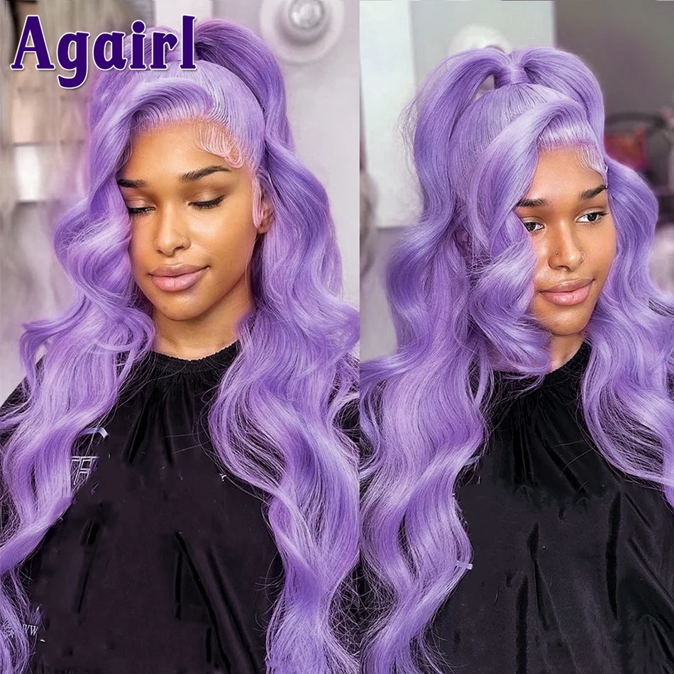 Light Purple HD Transparent Lace Front Wigs Body Wave Human Hair Lace Wigs 613 Colored Human Hair Wigs Brazilian 180% for Women