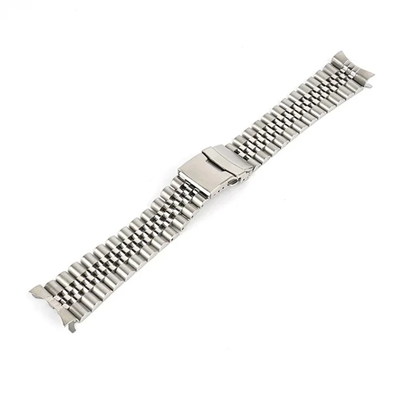 22mm Brush Polished Solid Jubilee Curved End Bracelet 316L Stainless Steel Strap Fits Seiko 007 SKX009 7002 Watch