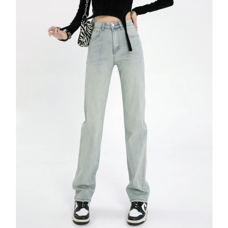 

Женские синие джинсы, американская мода, уличная одежда, стильные джинсы с широкими штанинами, женские новые мешковатые брюки, прямые джинсовые брюки