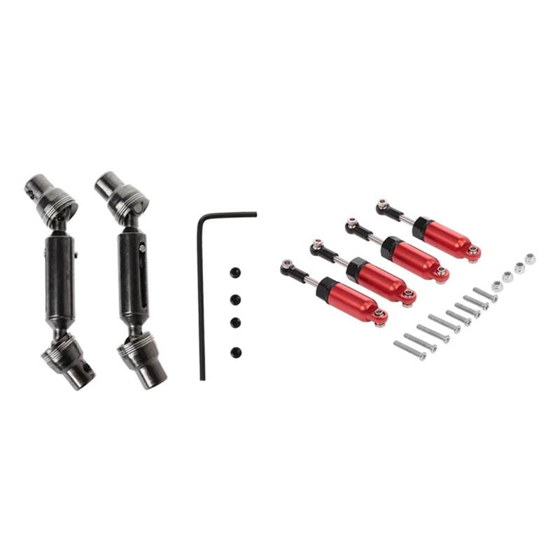 

4 шт. амортизатор из сплава, красный и 2 шт. металлический передний и задний приводной вал для 1/16 Wpl B36 B16 C1 C14 C24 B24