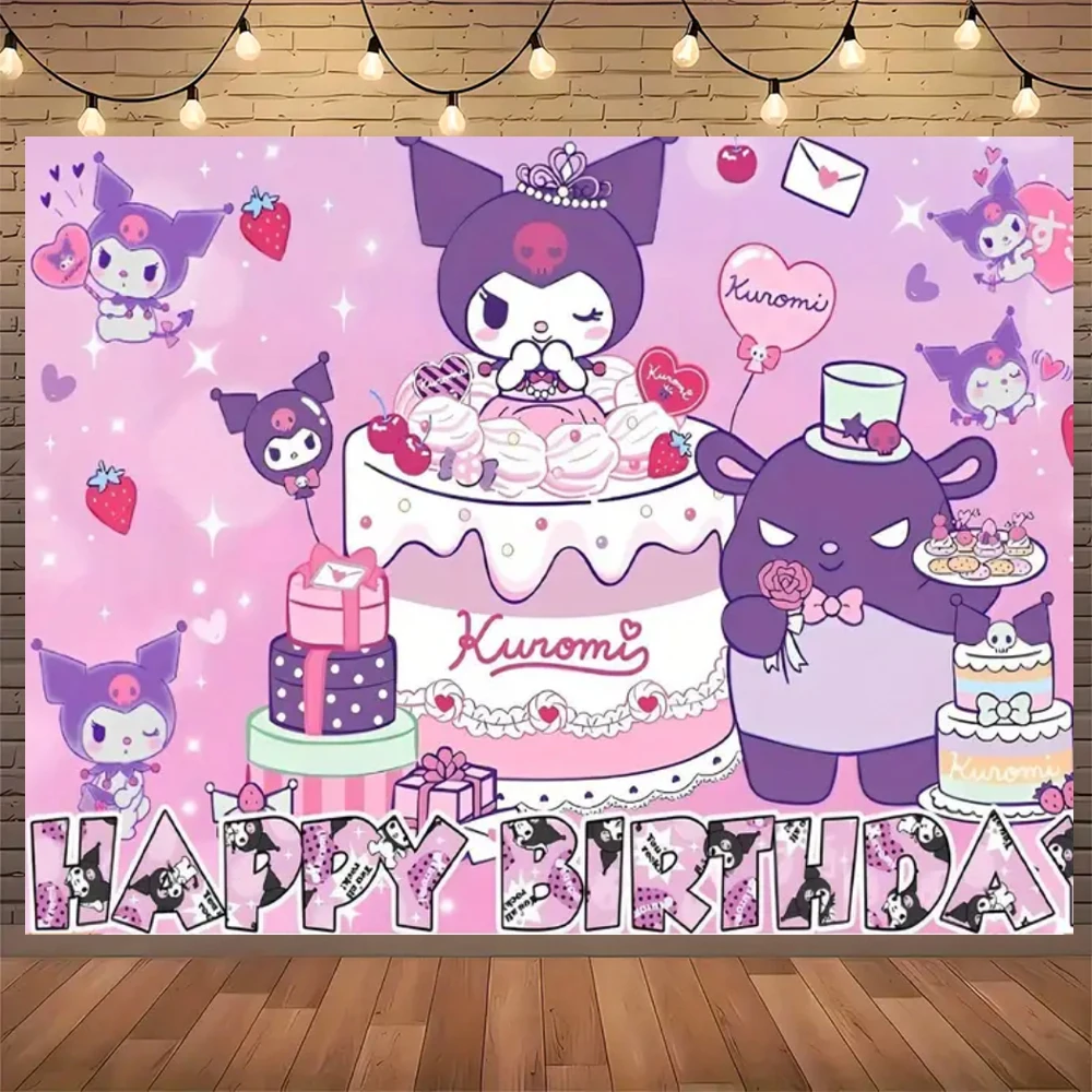 

Тема Kuromi, украшение для дня рождения, детский душ, Sanrio, посуда для девочек и мальчиков, скатерть, воздушный шар, подарок, товары для вечеринок