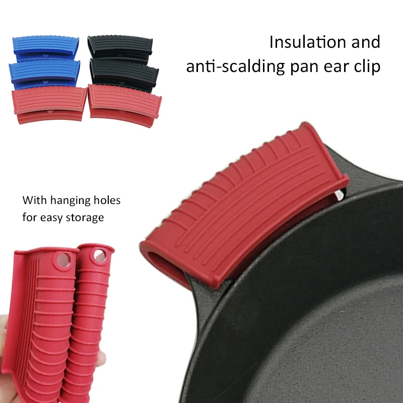 Silicone Anti Scalding Pan Clip Handle Cover Pan Shovel Anti-Scalding Heat Insulation Soup Pot Fixed Clip Kitchen Cooking Tool