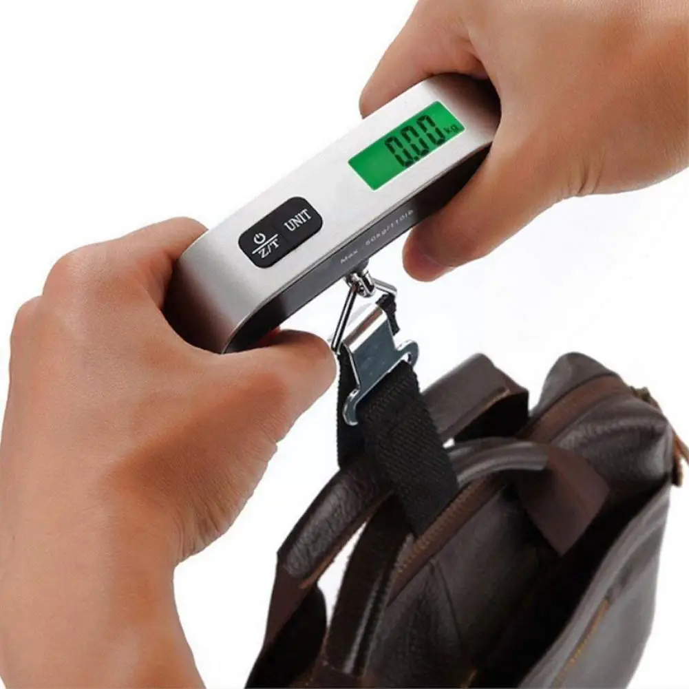 

50kg 90g LCD Digital Electronic Luggage Scale Portable Travel Handled Fish Hook Weighting Suitcase Hanging Scales Bag Scale E8I9