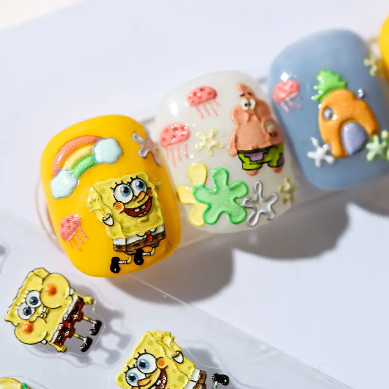 

Kawaii губка Патрик звезда мультфильм милые куклы 5D наклейка на ногти наклейка аниме плюшевые игрушки для девочек подарок на день рождения