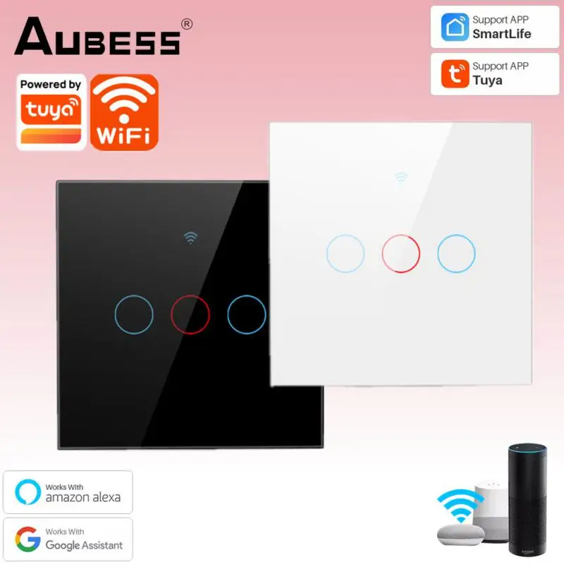 

Smart Touch Switch Tuya Wifi Wall Interruptor Lighting 1/2/3 Gang 433Mhz App Remote Voice Control For Alexa Google Yandex