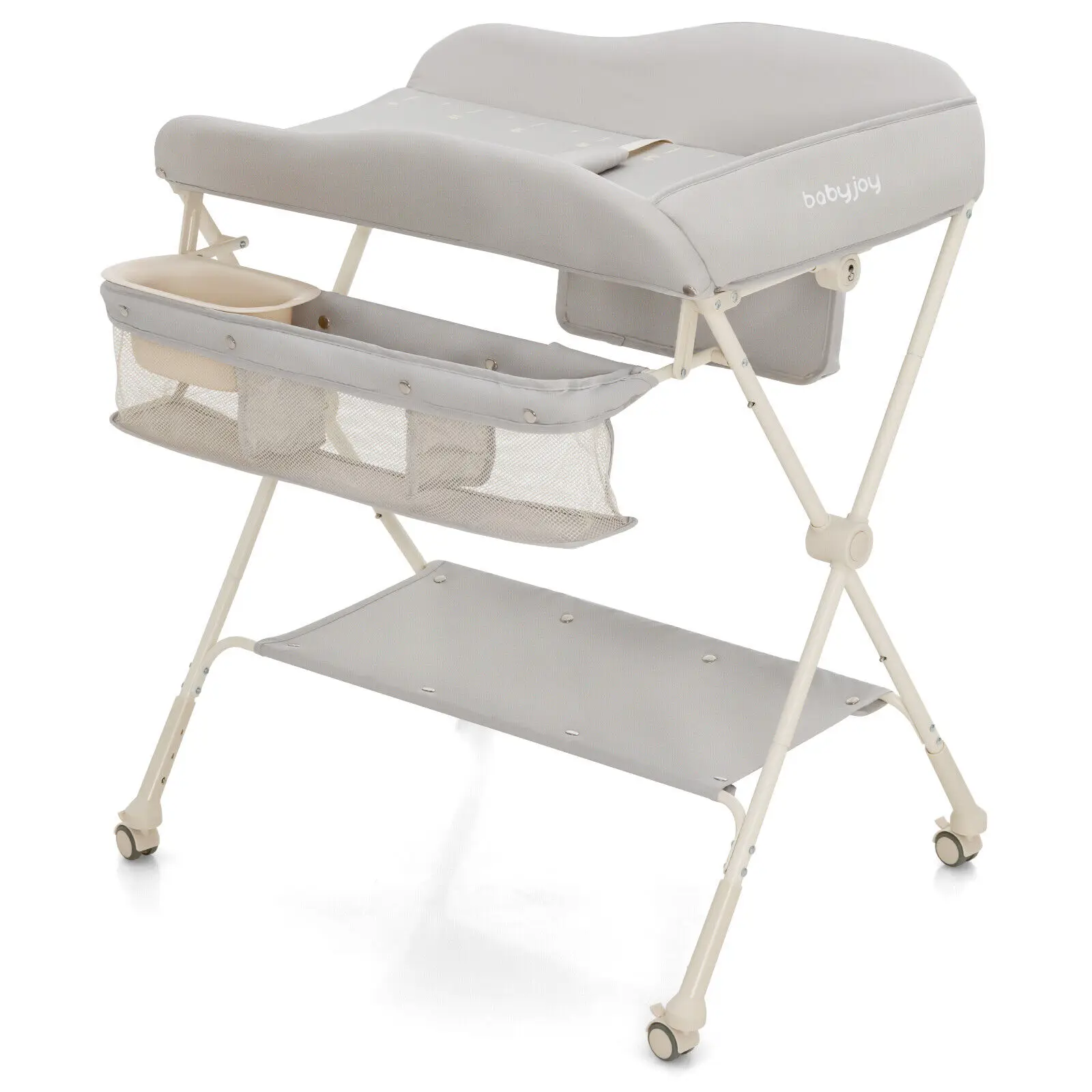 Babyjoy Baby Diaper Changing Table Folding Newborn Nursery Organizer W/Wheel Water Basin