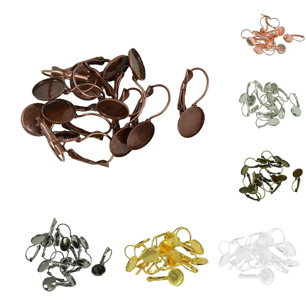 

12 Wire Hook Findings Cabochon Bezel Settings Disc Earring Base