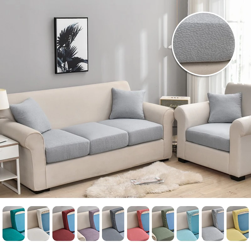 

12 Solid Color Sofa Seat Cushion Cover New Type Printing Stretch Elegant High Elasticity Removable Sofa Cover For Home
