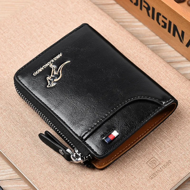 Кошелек мужской кожаный с RFID-блокировкой винтажный деловой клатч-кенгуру