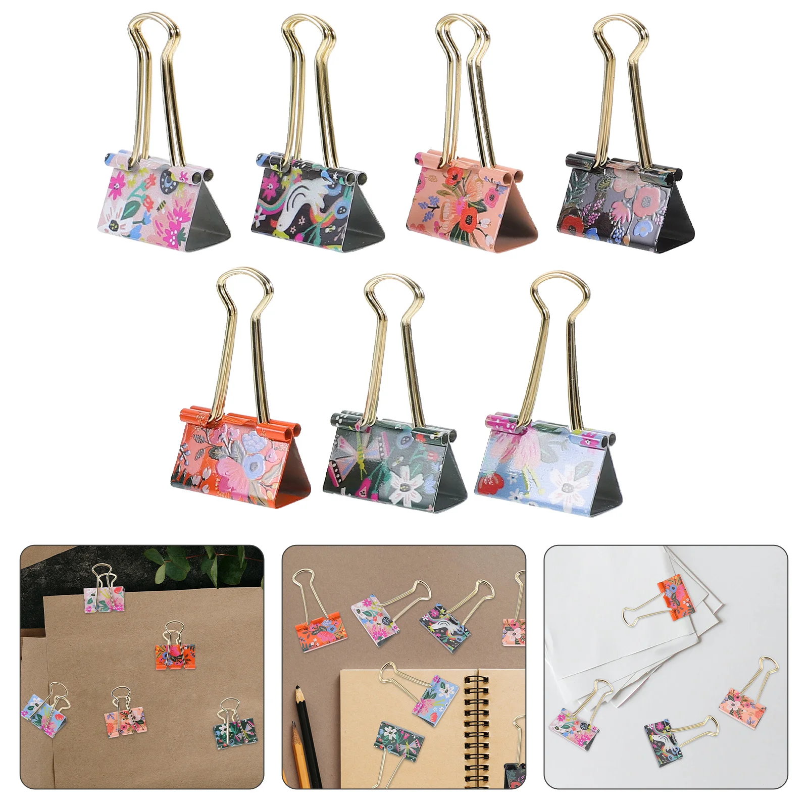 

7Pcs Binder Clips Small Bills Clips Binder Clips Metal Binder Clips Bill Storage Clips File Clips