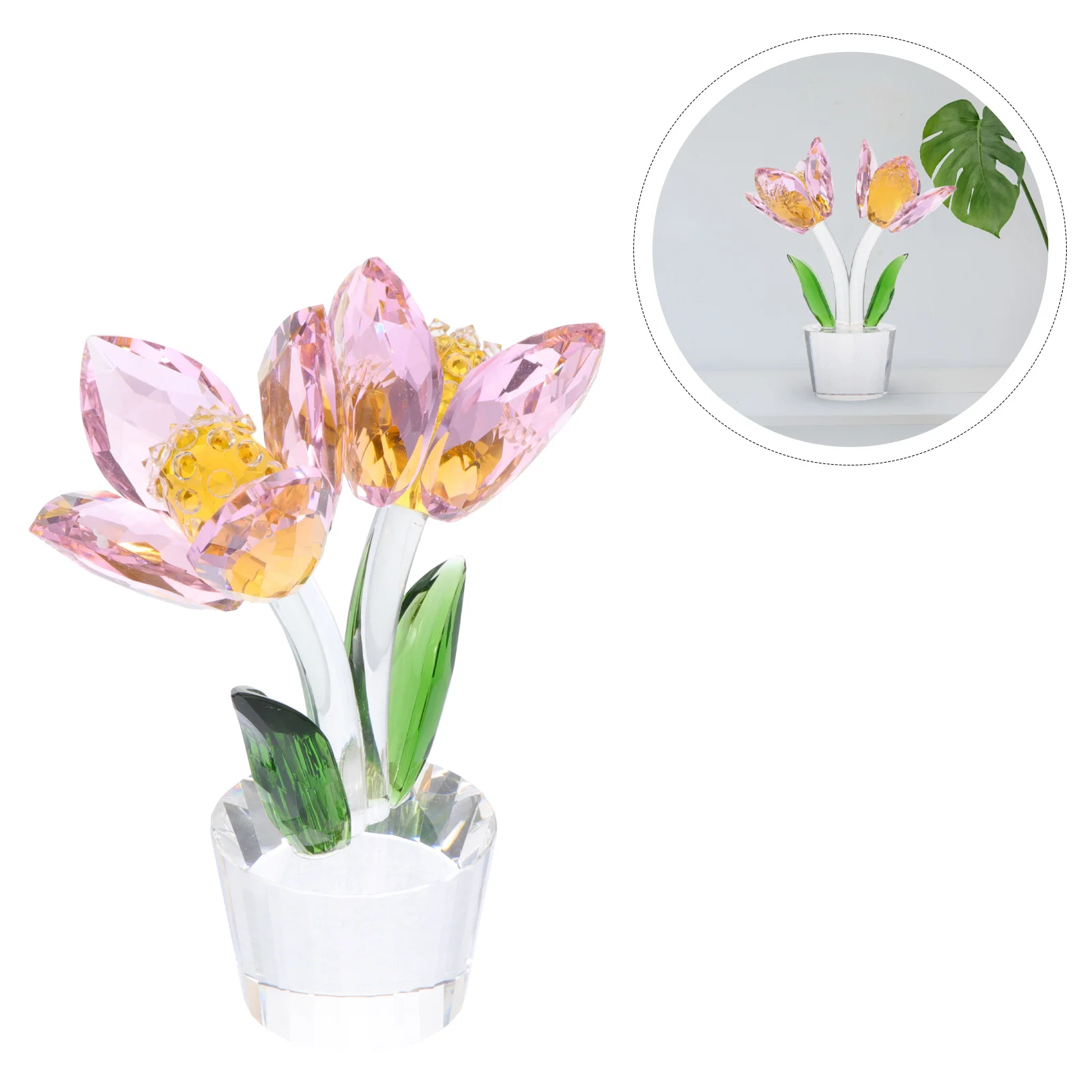 

Crystal Craft Tulip Adornment Crystal Decor Creative Crystal Tulip Decor Flower Ornament Crystal Adornment