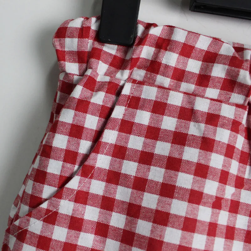 High waist stretch beach pants plaid pants summer casual sports shorts women's elastic waist hot pants fat mm beach pajamas