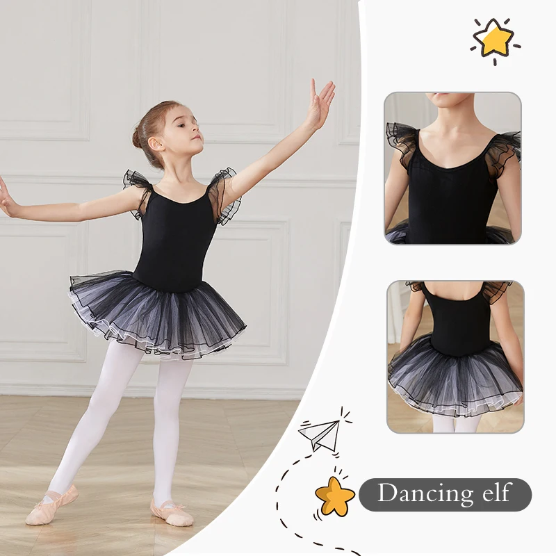 RUYBOZRY Girls Ballet Dress Dance Leotard Kids Tutu Skirts Gymnastics Ballet Leotards Short Dresses Costumes For Ballerina