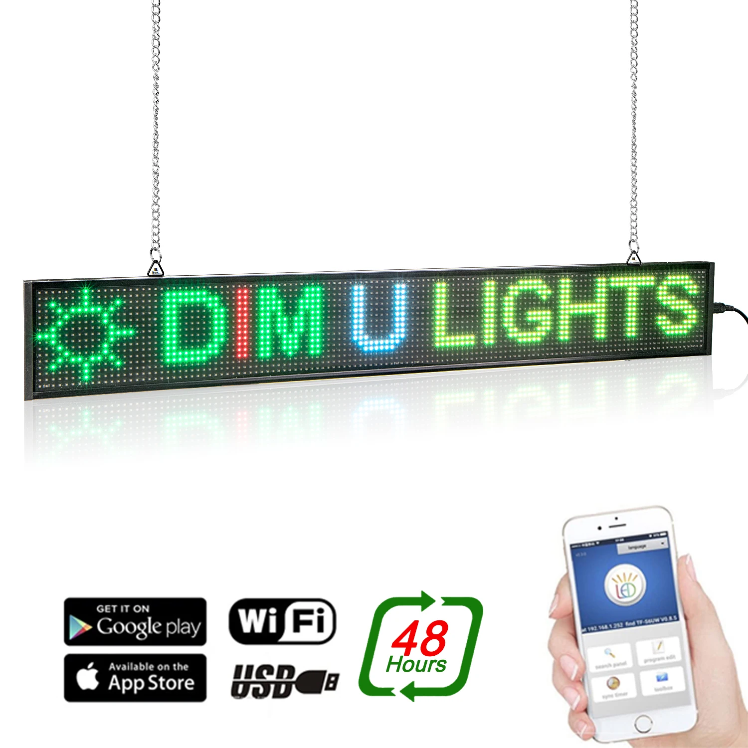 Фото 66 см светодиодный экран для вывесок P5 RGB полноцветный 16*128 пикселей телефон WiFi или USB Программируемый прокручивающийся текст СВЕТОДИОДНАЯ Рекламная Панель №3