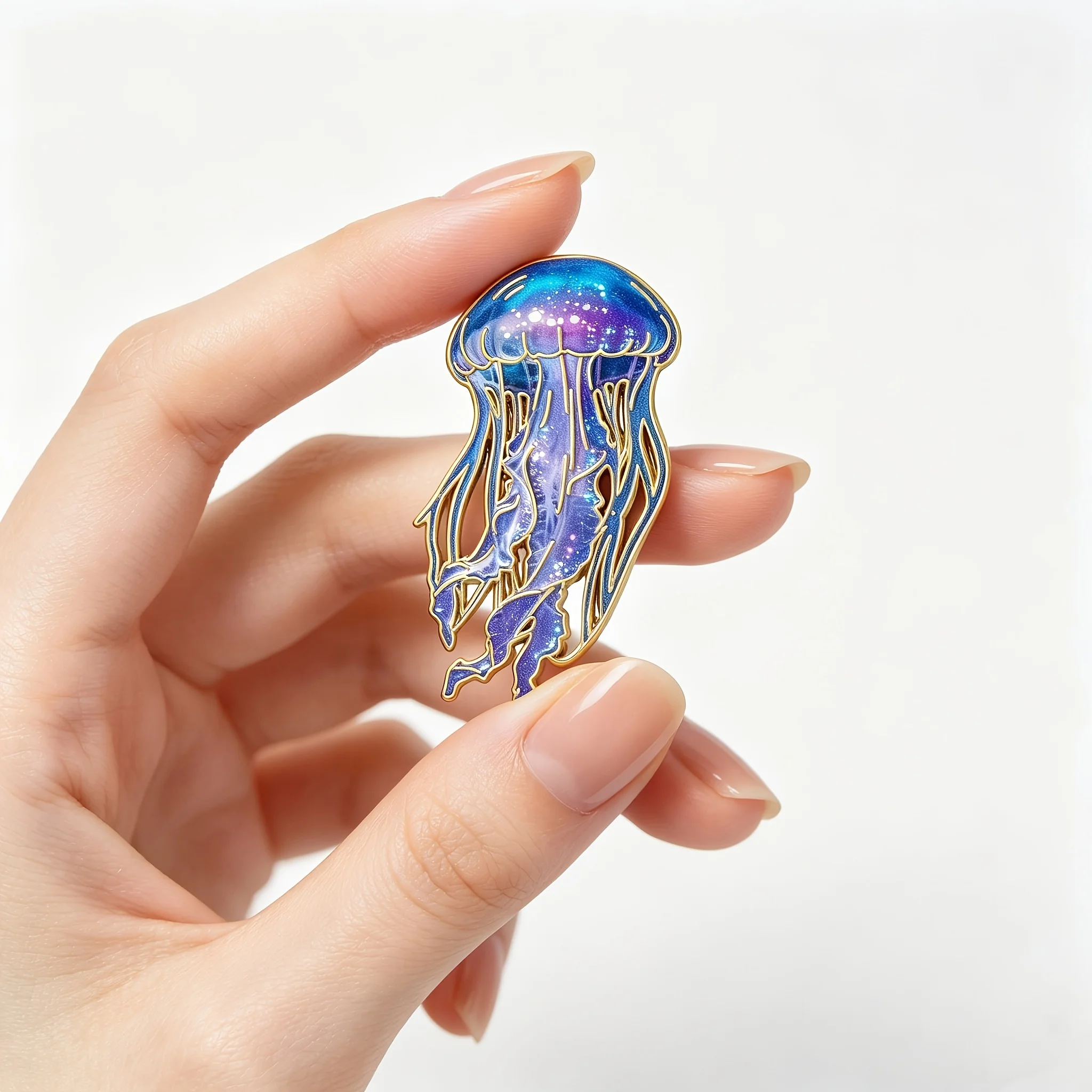 Фото Эмалевый значок с медузой, осьминогом и китом, в стиле Мори, литературный дизайн, акцент для повседневного образа, подходит для сочетания в повседневном/японском стиле. №2