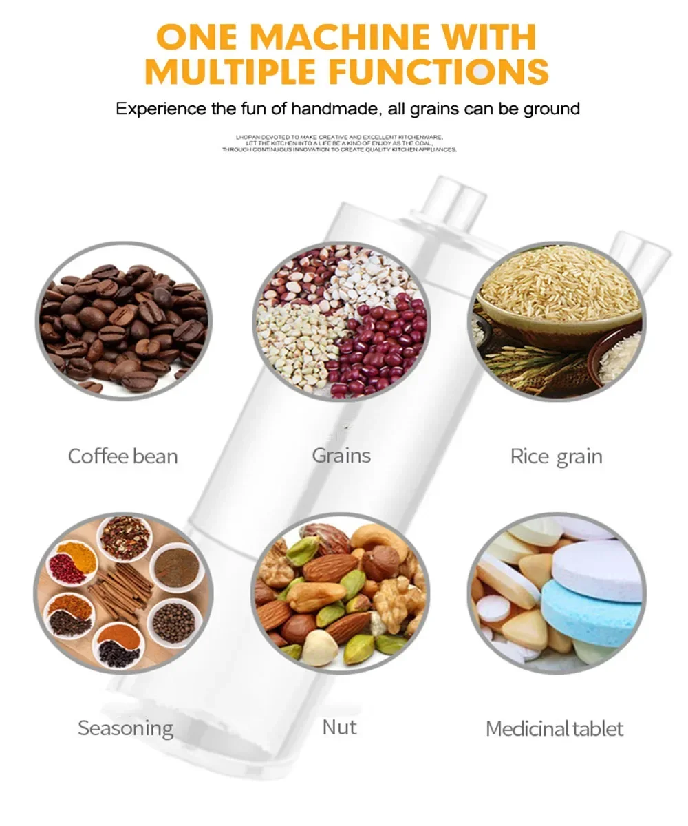 Портативная кофемолка для зерен дерева ручная ручной работы из нержавеющей