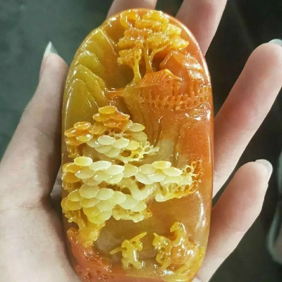 Натуральный камень Шушань грубый резьба пейзаж культурная игра ручной подарок