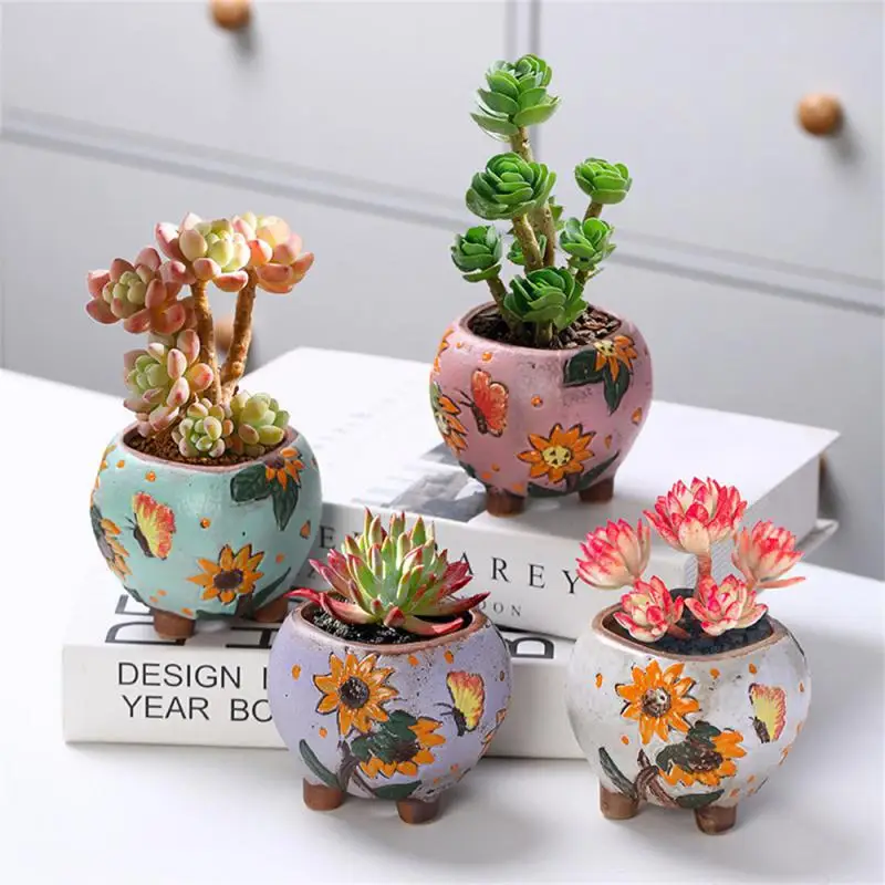 

Carving Succulent Flower Pot Hand-painted Flowerpots Ceramic Creative Ceramic Flowerpot Home Decoration