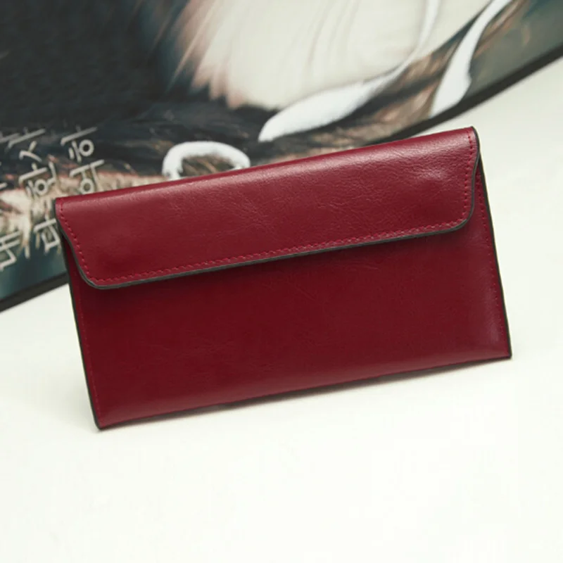 Slim Genuine Leather Women Wallet 2022 Casual Long Clutch Coin Purses Fashion Versatile Ladies Card Holder Flat Trend Dinner Bag