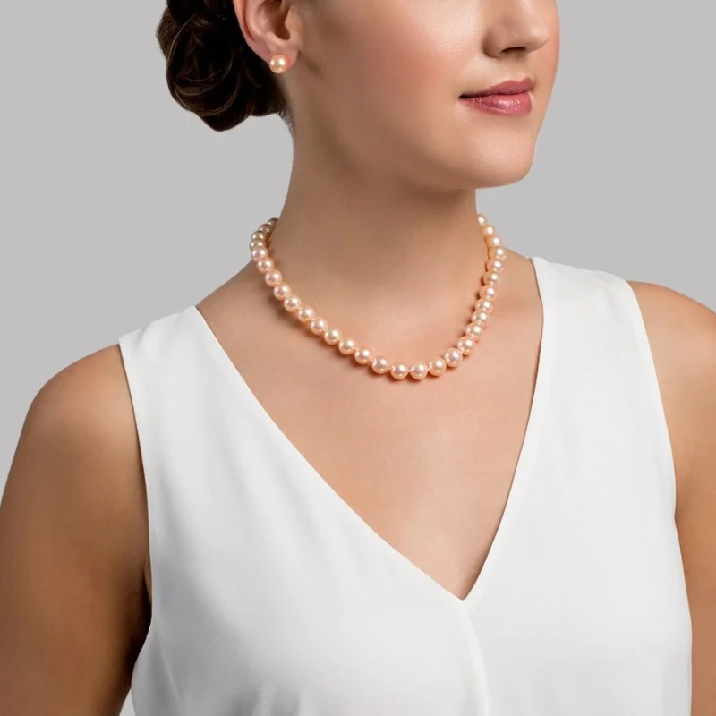 

Freshwater Pearl Pink Necklace,Classic 925 silver button,AA Quality 6-7mm Size,TRENDY Gift for Women and Free Shipping