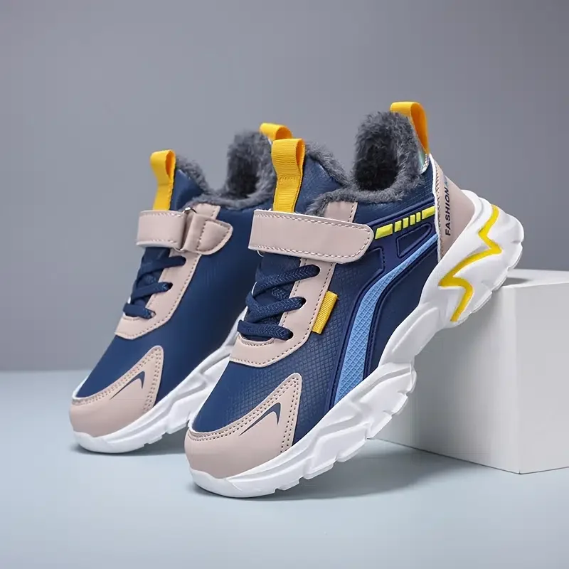 Children's Anti-skid Warm Running Shoes Soft Soled Fleece Thick Shoes Sneakers Winter New