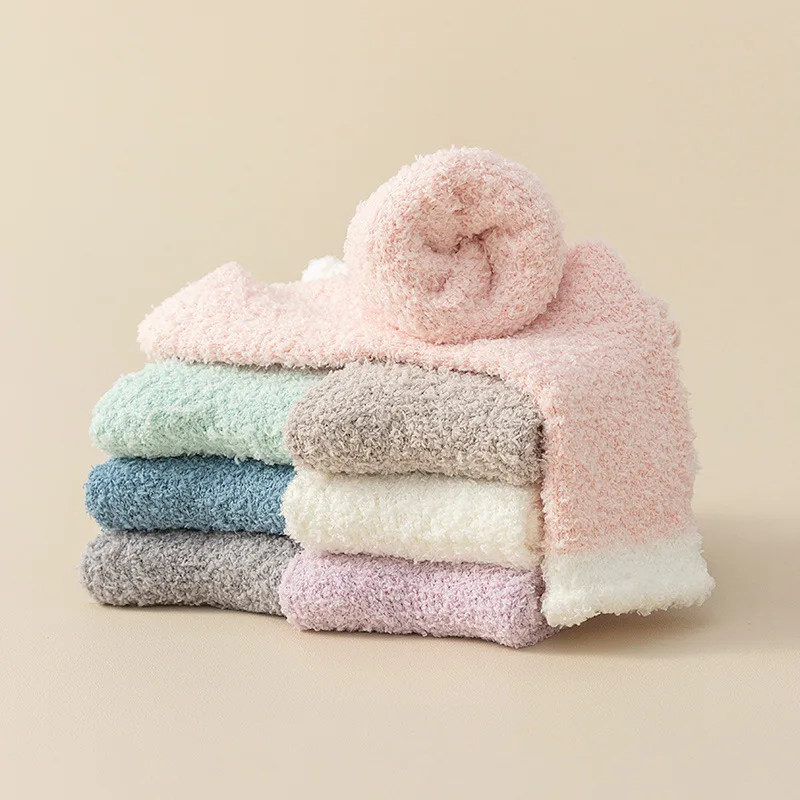 

10 Pairs Elegant Solid Socks for Women Winter Patchwork Thuck Fleece Warm Coral Velvet Sock Home Floor Sleeping Sox 2022 New