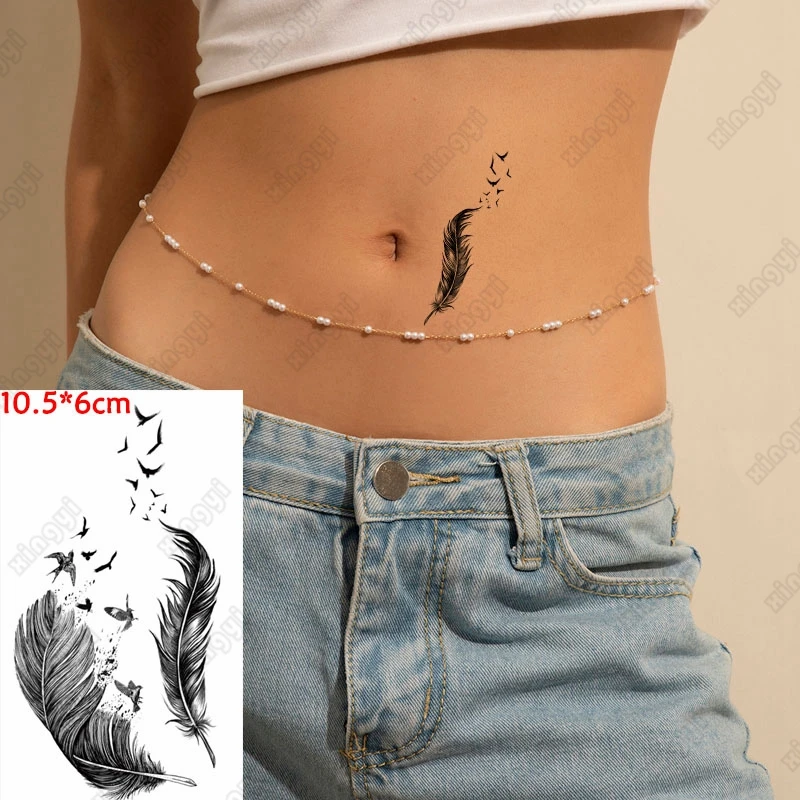 Waterproof Temporary Tattoo Sticker Dream Catcher Network Sexy Girl Feather Fly Bird Flash Tatoo Fake Tatto Body Art for Woman
