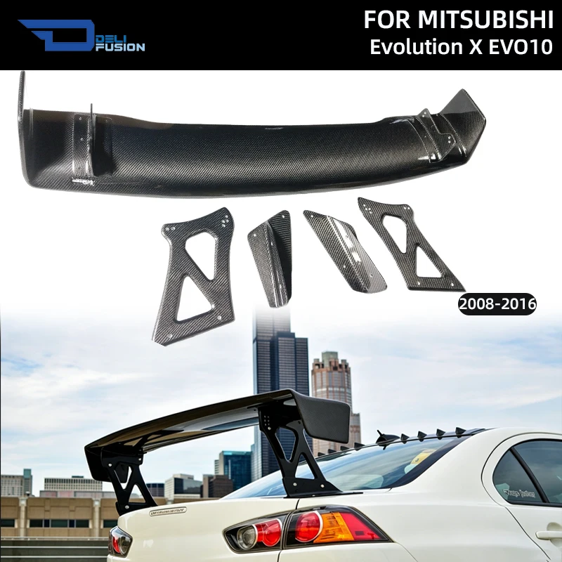 Фото Для Mitsubishi Evolution X EVO10 CZ4A 2008-2016 годов выпуска, карбоновый задний спойлер GT в стиле Euro Edition, 1430 мм, аксессуар для автомобиля №1