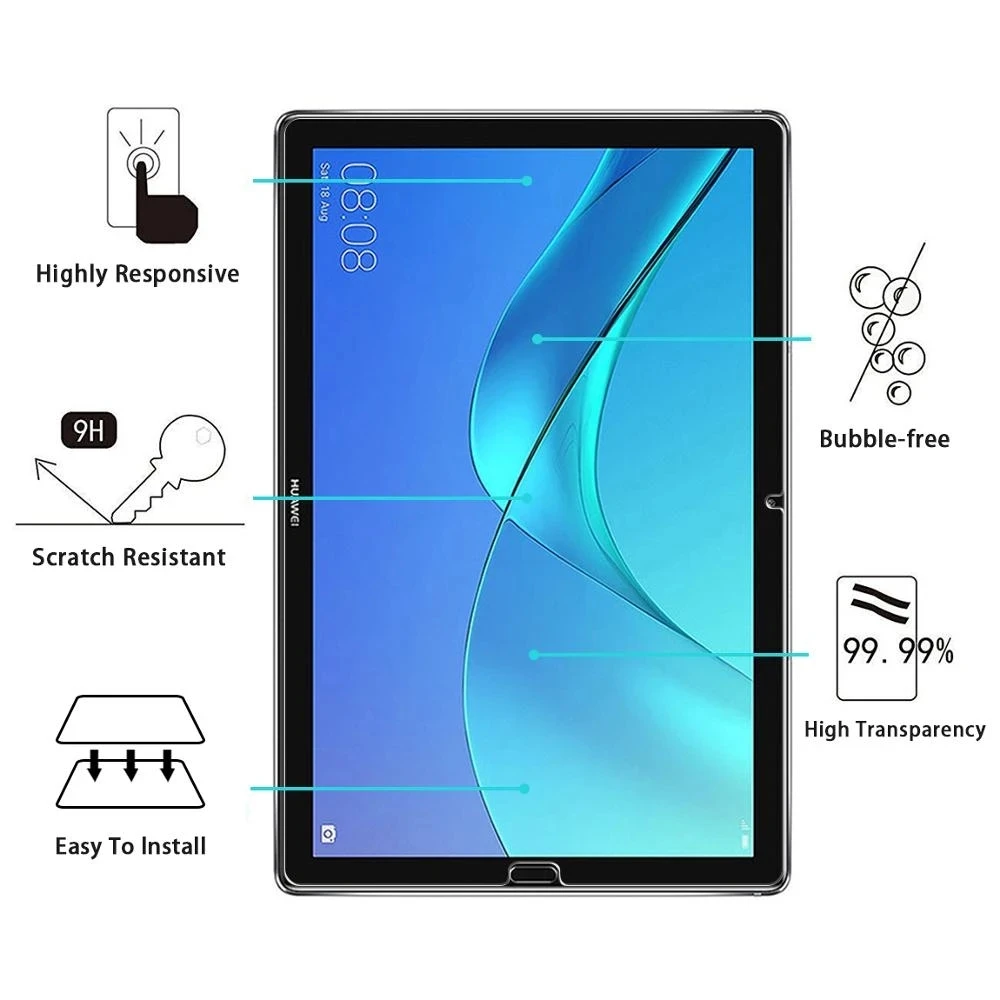 (2 упаковки) 9H закаленное стекло для Huawei MediaPad M5 10 8 2018 искусственная кожа Защита