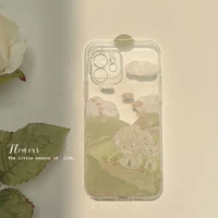 french fresh spring landscape oil painting phone case for iphone 11 12 13pro max 7 8plus xr x xs max soft candy phone cover