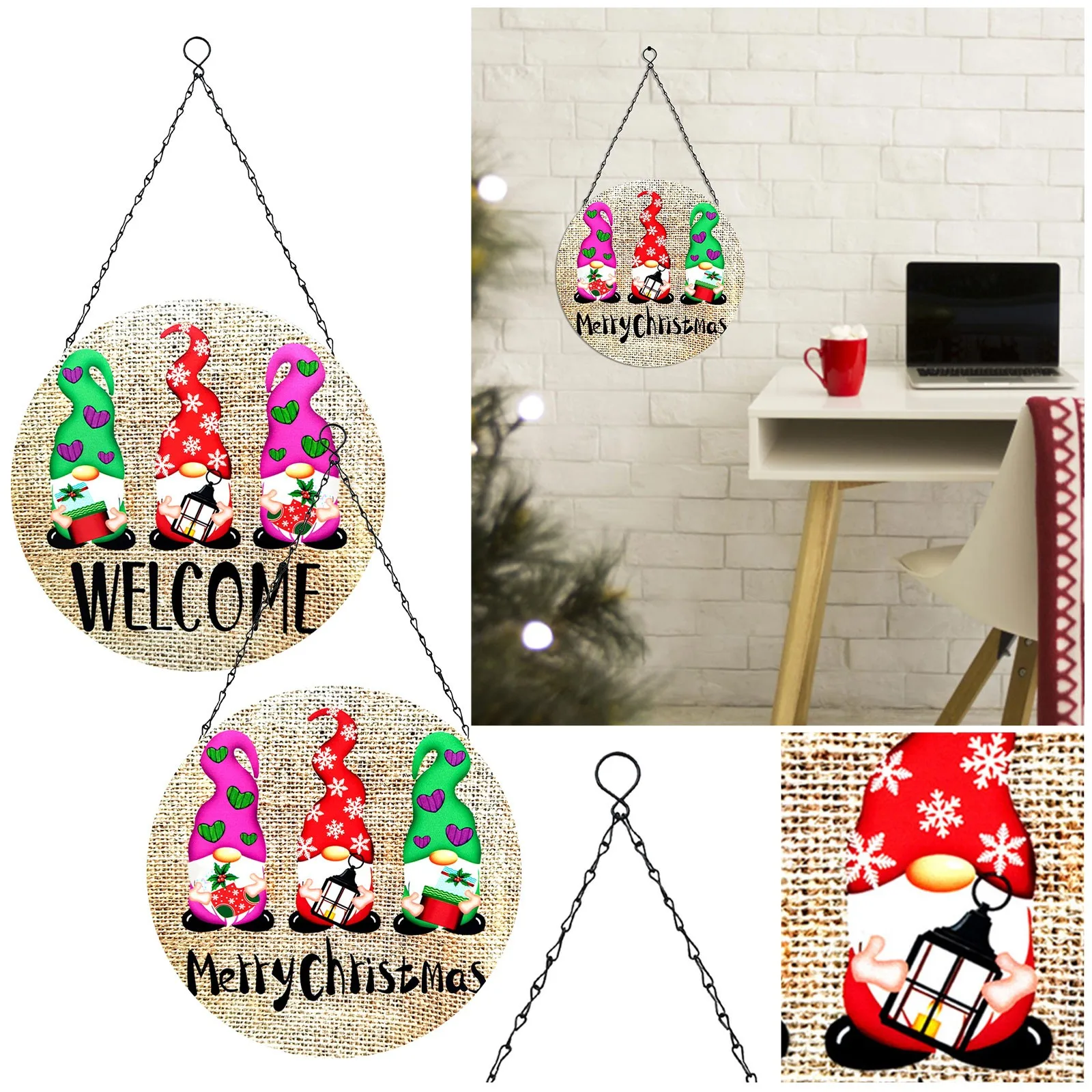 

Фотообои для входной двери, рождественские украшения для дома без лица, для спальни, настенные металлические украшения для гостиной