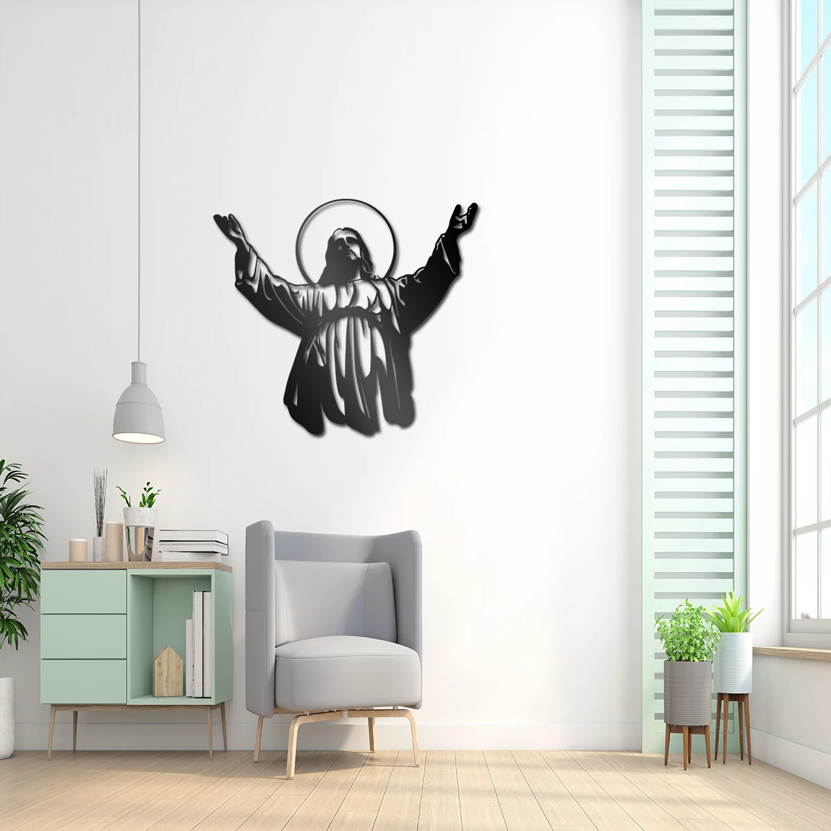 Украшение с изображением Иисуса на стену силуэт вырез знаки черная фермерская