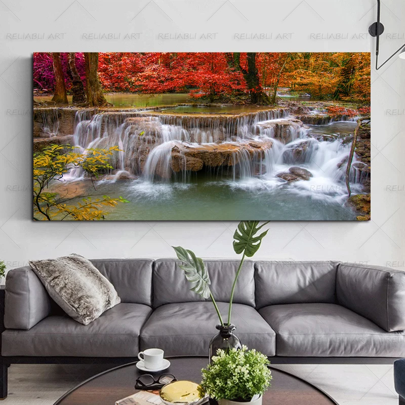 Настенная картина Водопад постер на холсте Современный домашний декор пейзаж