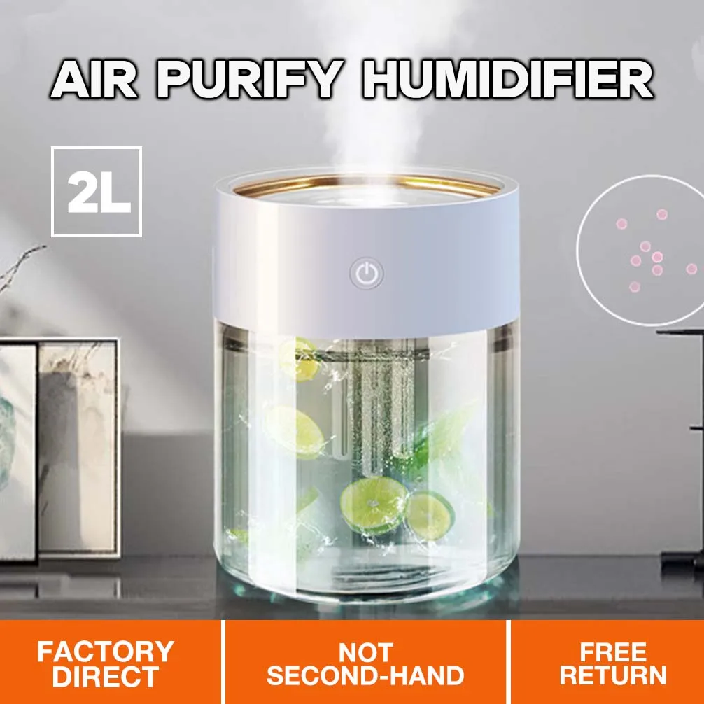 Air Humidifier for Home Ultrasonic Aroma Diffuser Essential Oil  2L Capacity 3 Nozzles Aroma Diffuser for Home Air Purifier