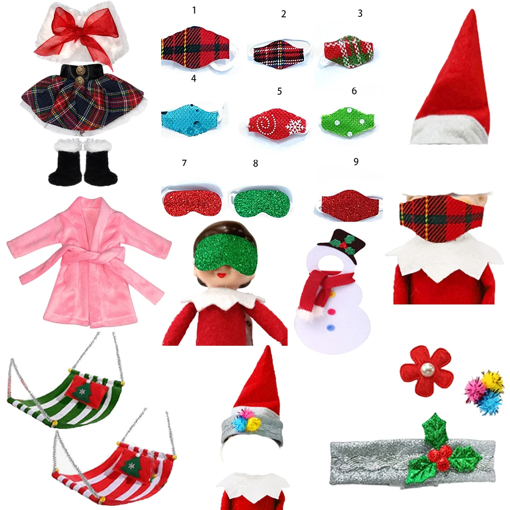 

Рождественский эльф на полке, аксессуары, Кукольное платье, Пижама, маска для глаз, гамак, 35 см, кукла эльфа, Детские Рождественские подарки «сделай сам»