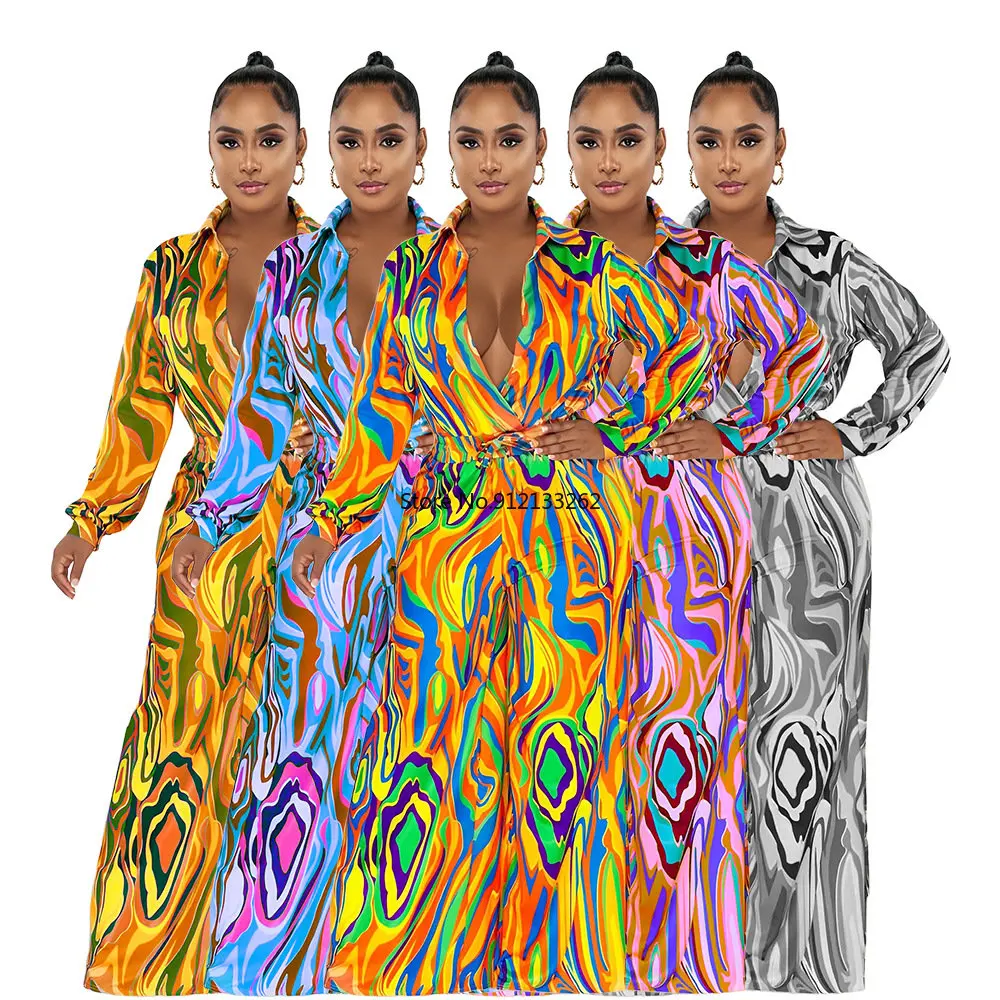 

L-5XL африканская одежда для женщин, Осенний Африканский Женский Длинный комбинезон с длинным рукавом и принтом из полиэстера, женский комбин...