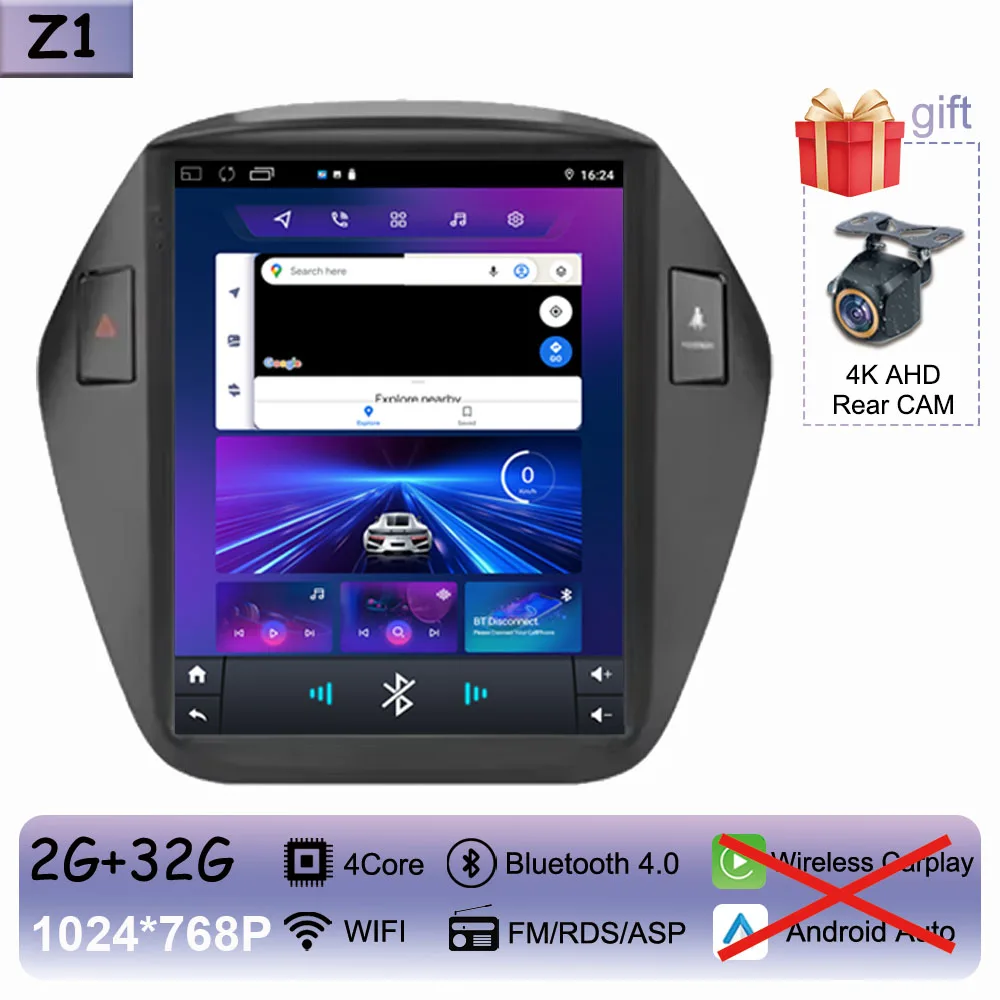 

9,7-дюймовый Android для Hyundai IX35 Tucson 2009-2015 Автомобильный видеорадио Мультимедийный плеер GPS-навигация Carplay QLED WIFI DVD IPS BT