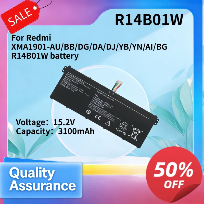 Фото Аккумулятор для ноутбука R14B01W 3100 мАч 15.2В, совместимый с Redmi XMA1901 AU BB DG DA DJ YB YN AI BG №1