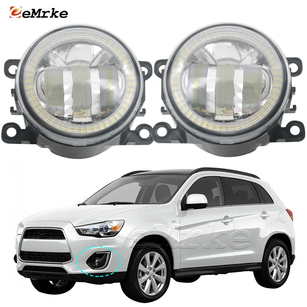 

2 X Car Fog Lights Assy w/ Lens Angel Eyes DRL for Mitsubishi ASX RVR Outlander Sport 2010-2018 Daytime Running Lamp Driving