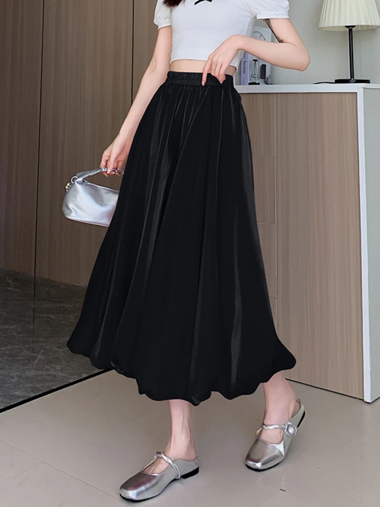 Юбка-макси Женская трапециевидная с завышенной талией элегантная повседневная