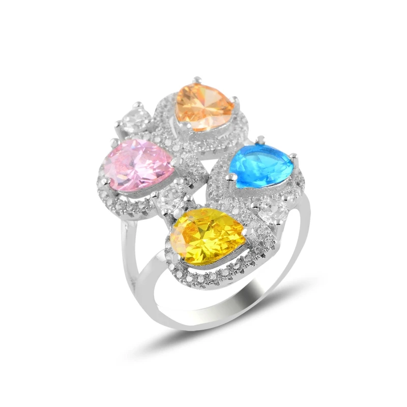 Silver 925 Sterling Color Zircon Stone Ring