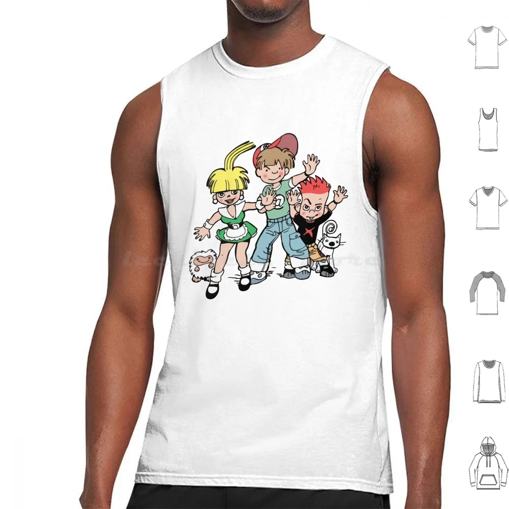 

Les Pixels Tank Tops Vest Sleeveless Retro Vintage Nostalgic Album Comic Cartoon French France Belgium Belgian Strip Magazine