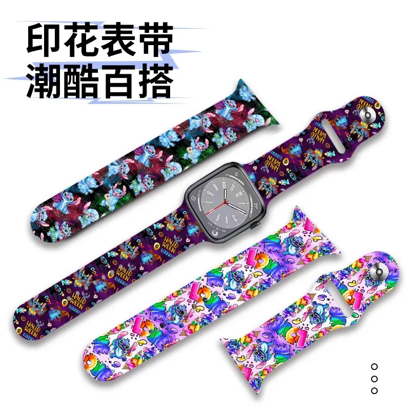 Ремешок с принтом Disney Stitch для iwatch S 8765432 SE полная серия милый принт ангела сменного