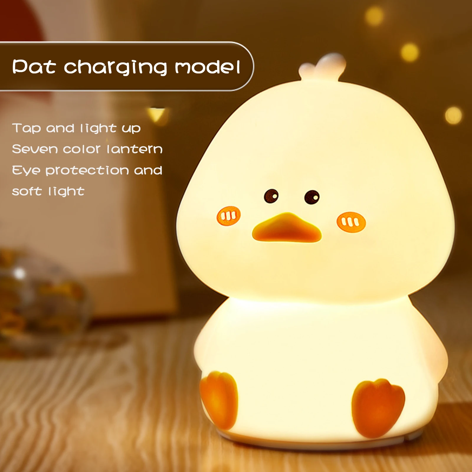 

Cute Duck Night Lights Silicone Sleeping Light Touch Sensor USB Table Light Color Changing Bedroom Night Lamp Kid Gift Home Deco