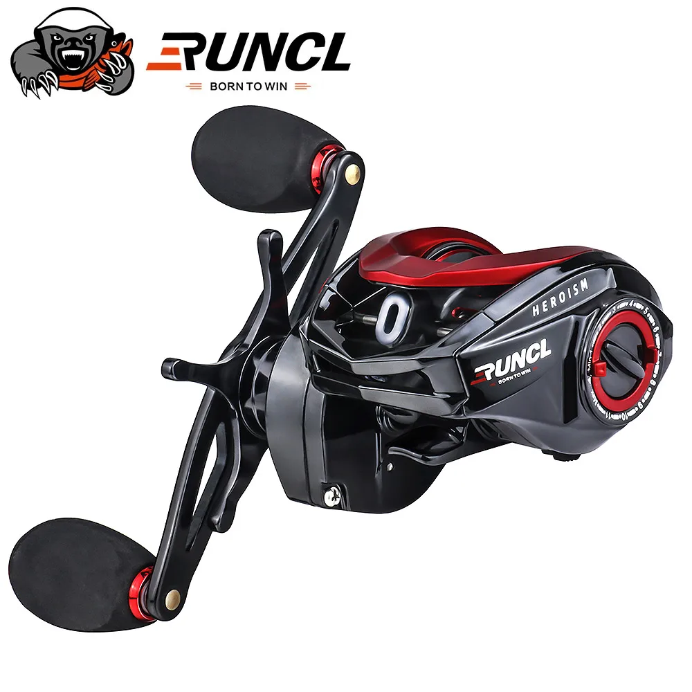RUNCL Heroism Baitcasting Reel Japan Ball Bearing Reel 8KG Max Drag 7.3:1 High Speed Fishing Reel with Fish Bite Alarm System