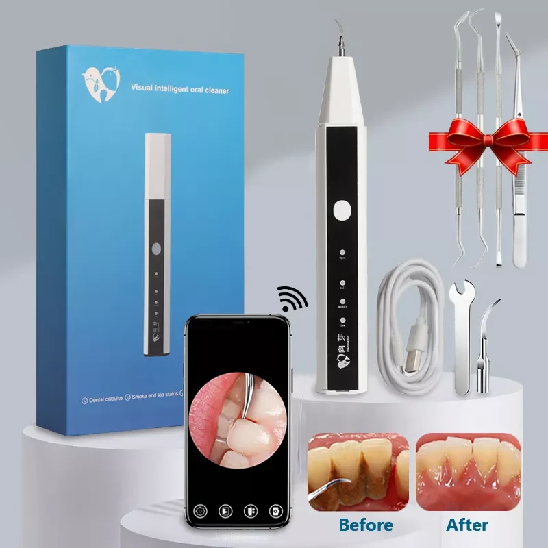 

Electric Dental Calculus Remover Ultrasonic Scaler with HD Camera Teeth Whitening Cleaner Tools Tooth Tartar Plague Removal