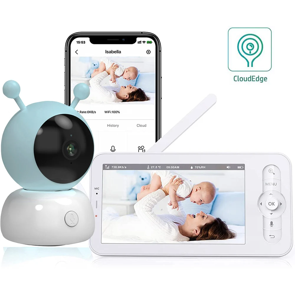 

Baby Monitor Babyphone Camera Video Baby Camera Bebe Nanny HD 5 Inch LCD Two Way Talk PTZ Lullabies For New Born